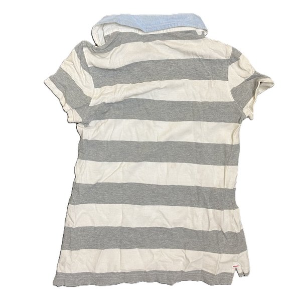 US Polo Assn Polo Shirt Women Striped Gray Short Sleeve - Picture 4 of 4